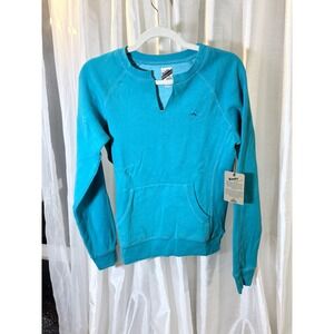 Roots Sweatshirt Womens Medium Blue NWT Split Neck Raglan Athletic Pullover